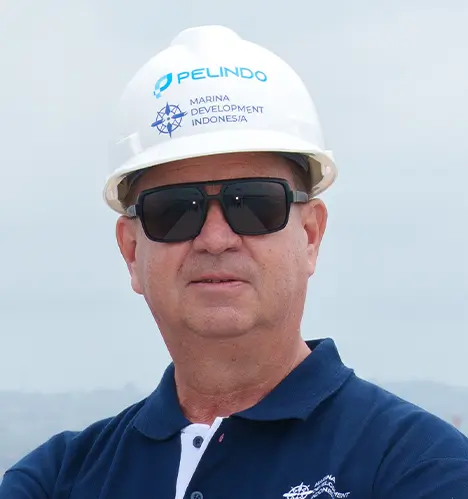 Portrait of an MDI team member on the marina pontoon at Benoa, Bali